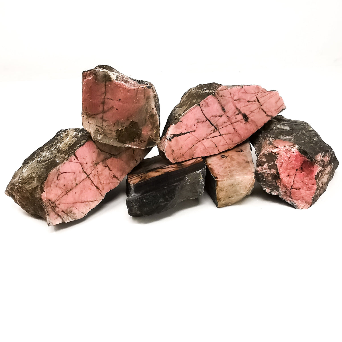 Pink rhodonite rough from British Columbia, Canada