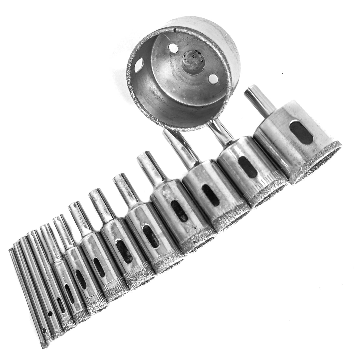 Set of diamond-plated lapidary core drills