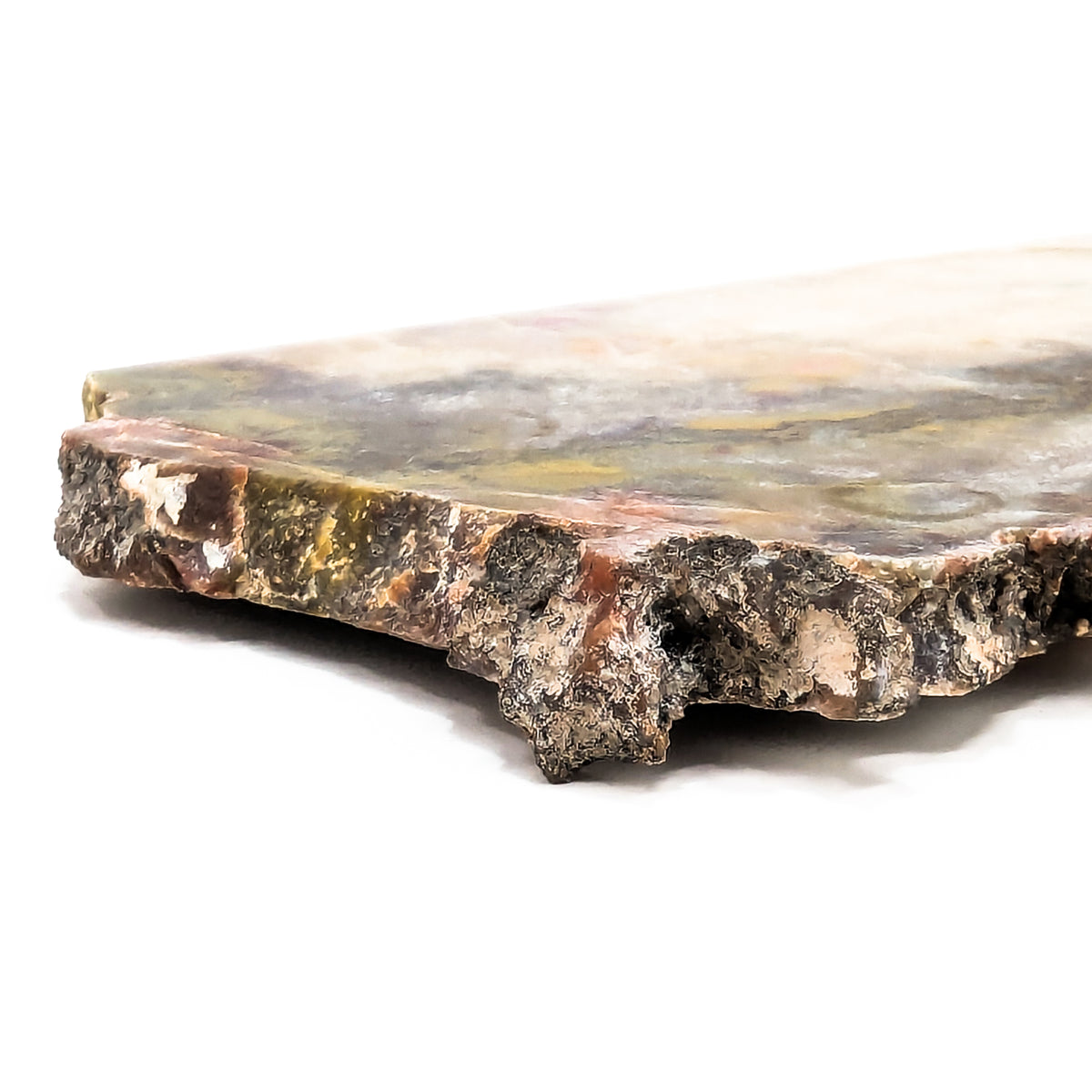 Assorted lapidary slab – slab edge, side view