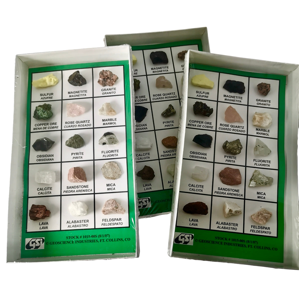 15 piece mineral set from the USA – three boxed sets