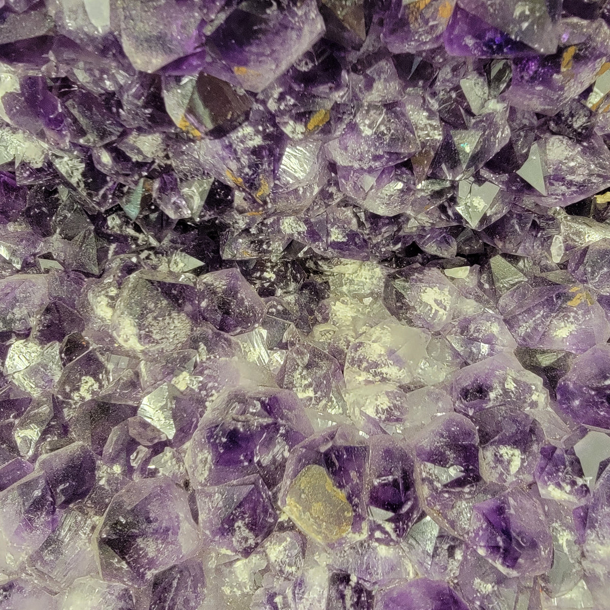 Amethyst half-moon geode statement specimen, a variety of quartz.