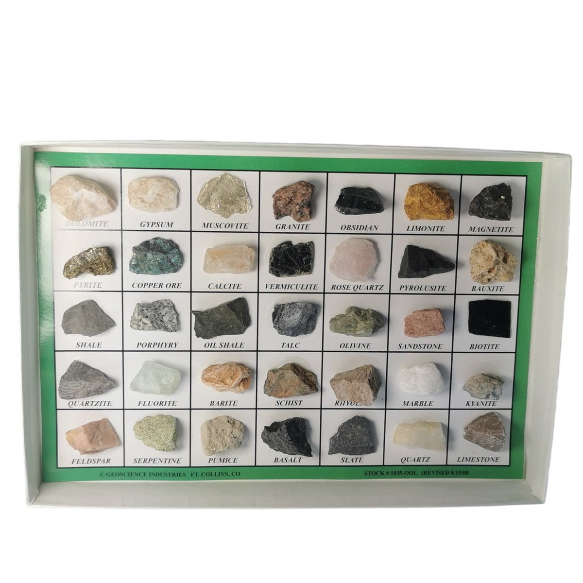 35 piece mineral set: tray of samples