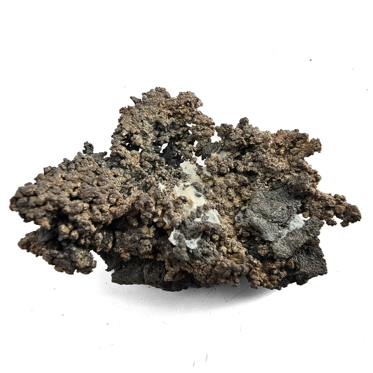 Native Silver with Acanthite and Calcite specimen from Imiter Mining District, Drâa-Tafilalet Region, Morocco.
