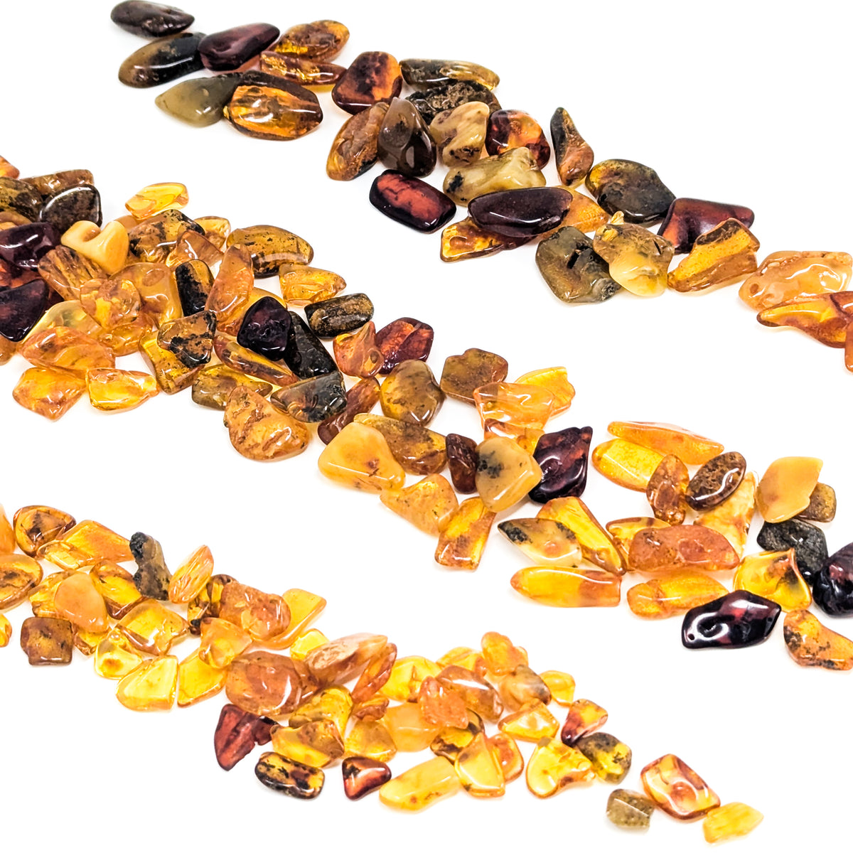 Amber tumble from Mexico – rows of tumbles