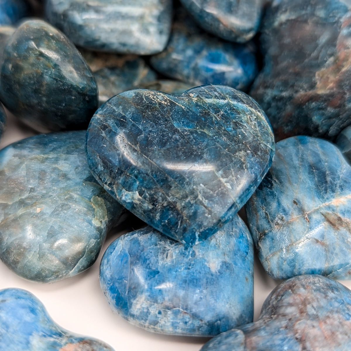 Blue Apatite heart from Madagascar.