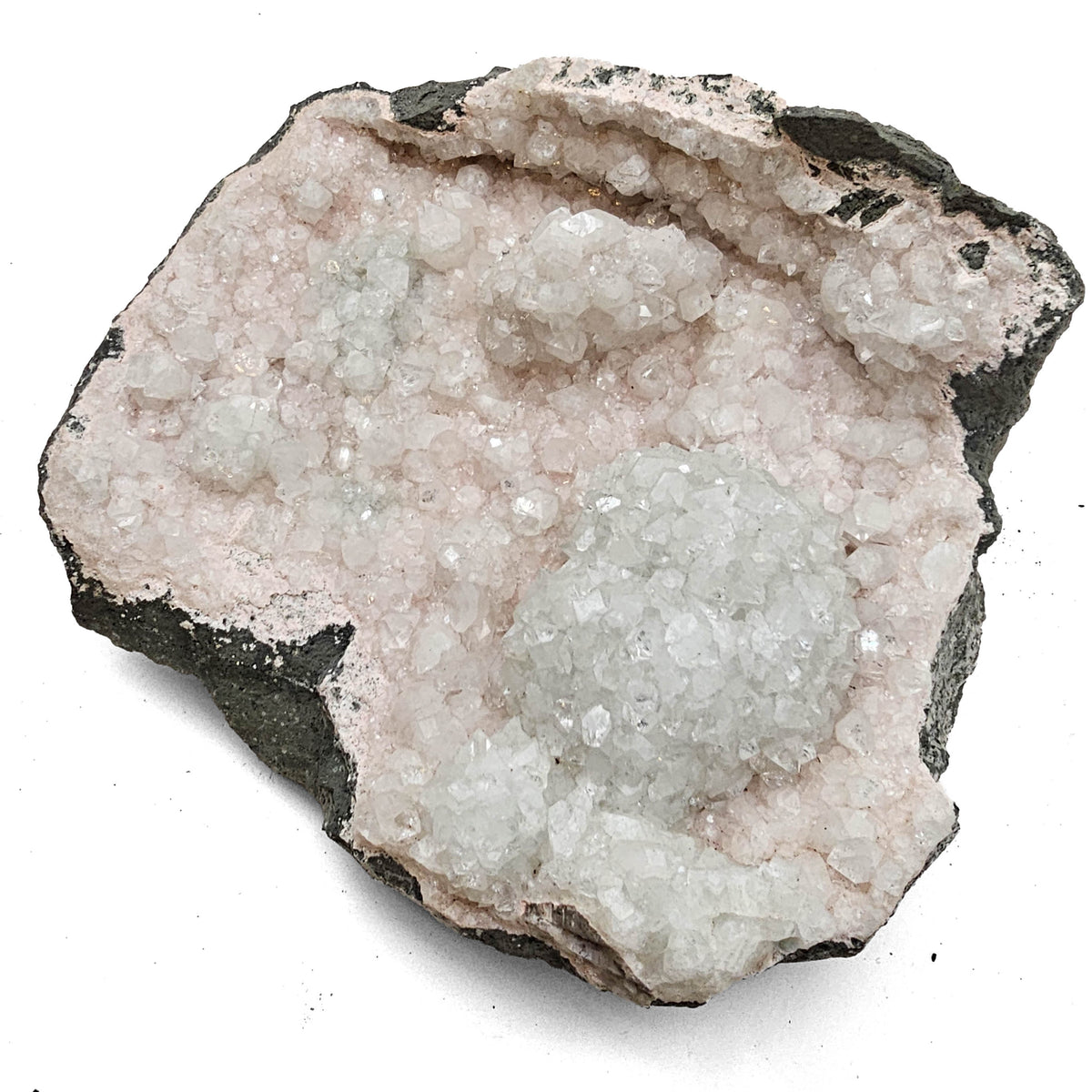 Apophyllite and Stilbite geode specimen from Deccan Traps, Maharashtra, India.