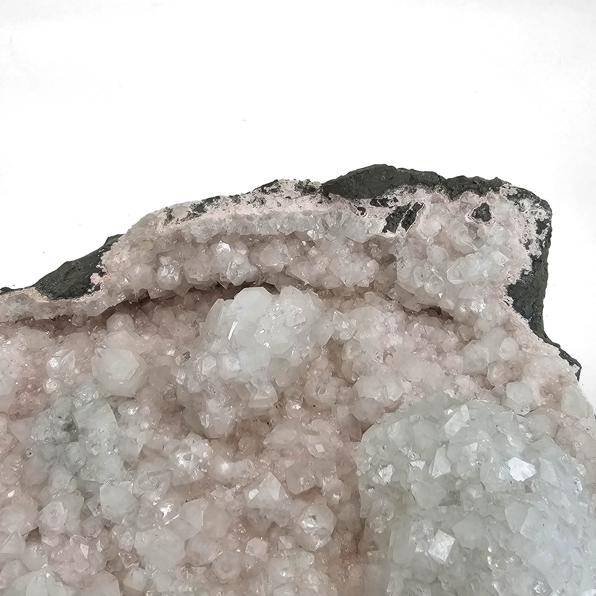Apophyllite and Stilbite geode specimen from Deccan Traps, Maharashtra, India.