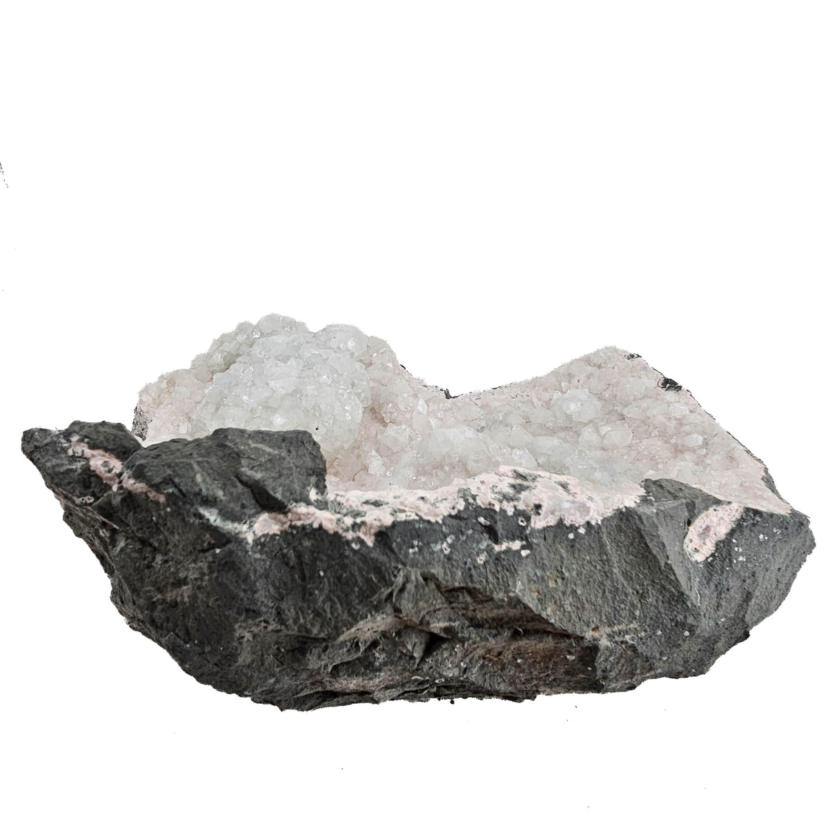 Apophyllite and Stilbite geode specimen from Deccan Traps, Maharashtra, India.