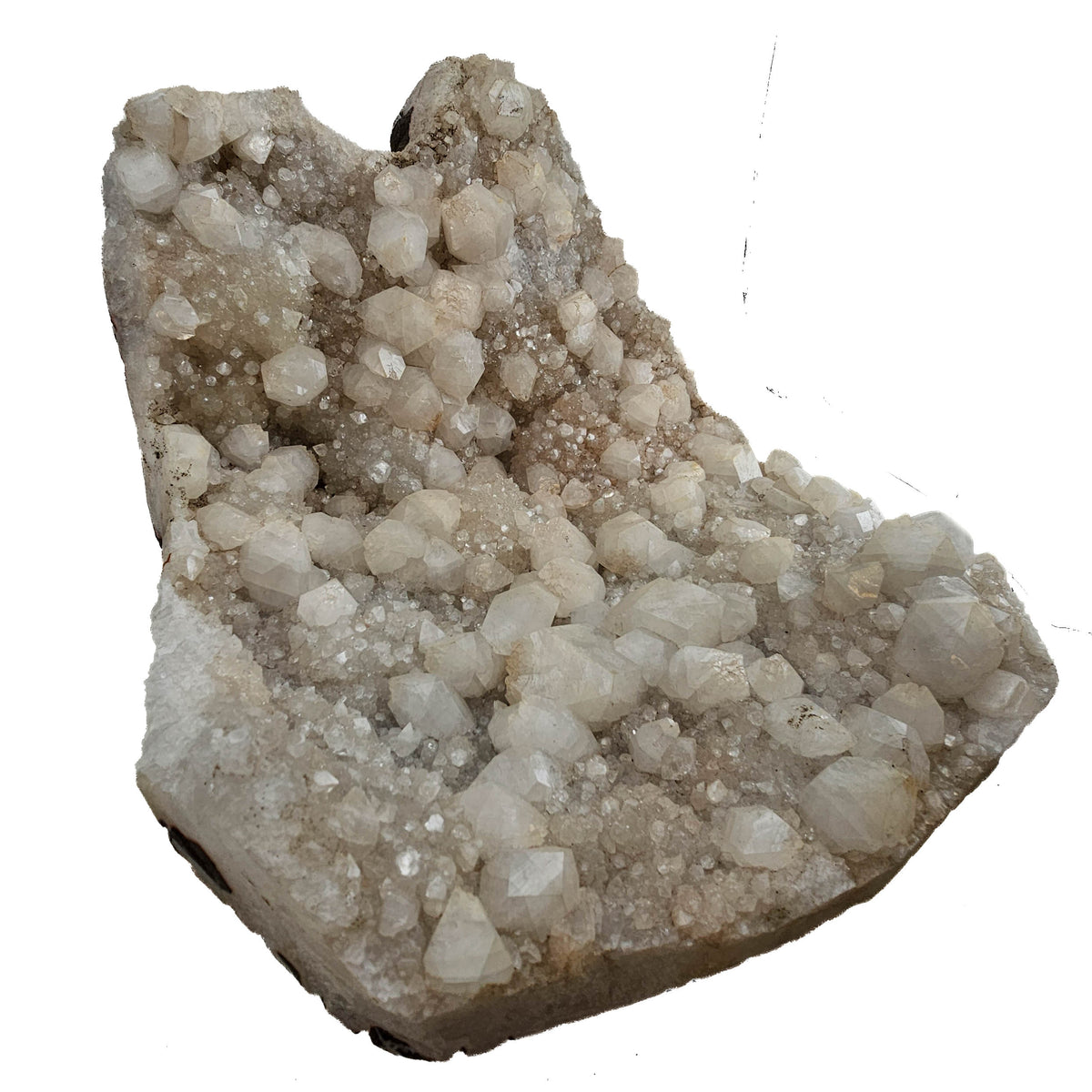Apophyllite on quartz specimen from Maharashtra, India – angled front view of the crystal face
