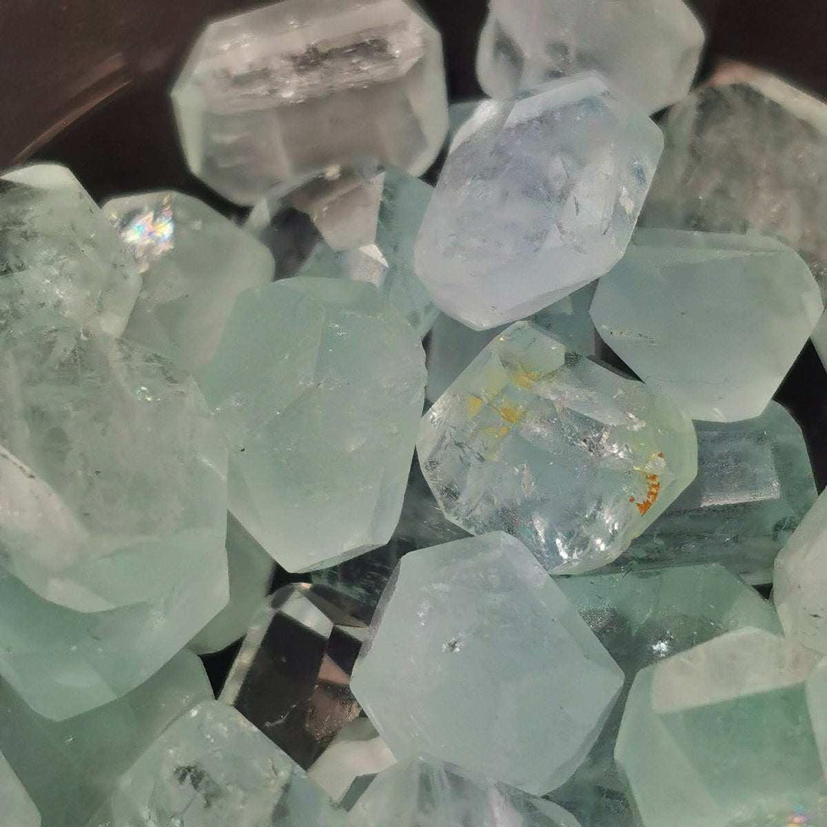 Aquamarine Freeform tumble, a variety of beryl, from Pakistan.