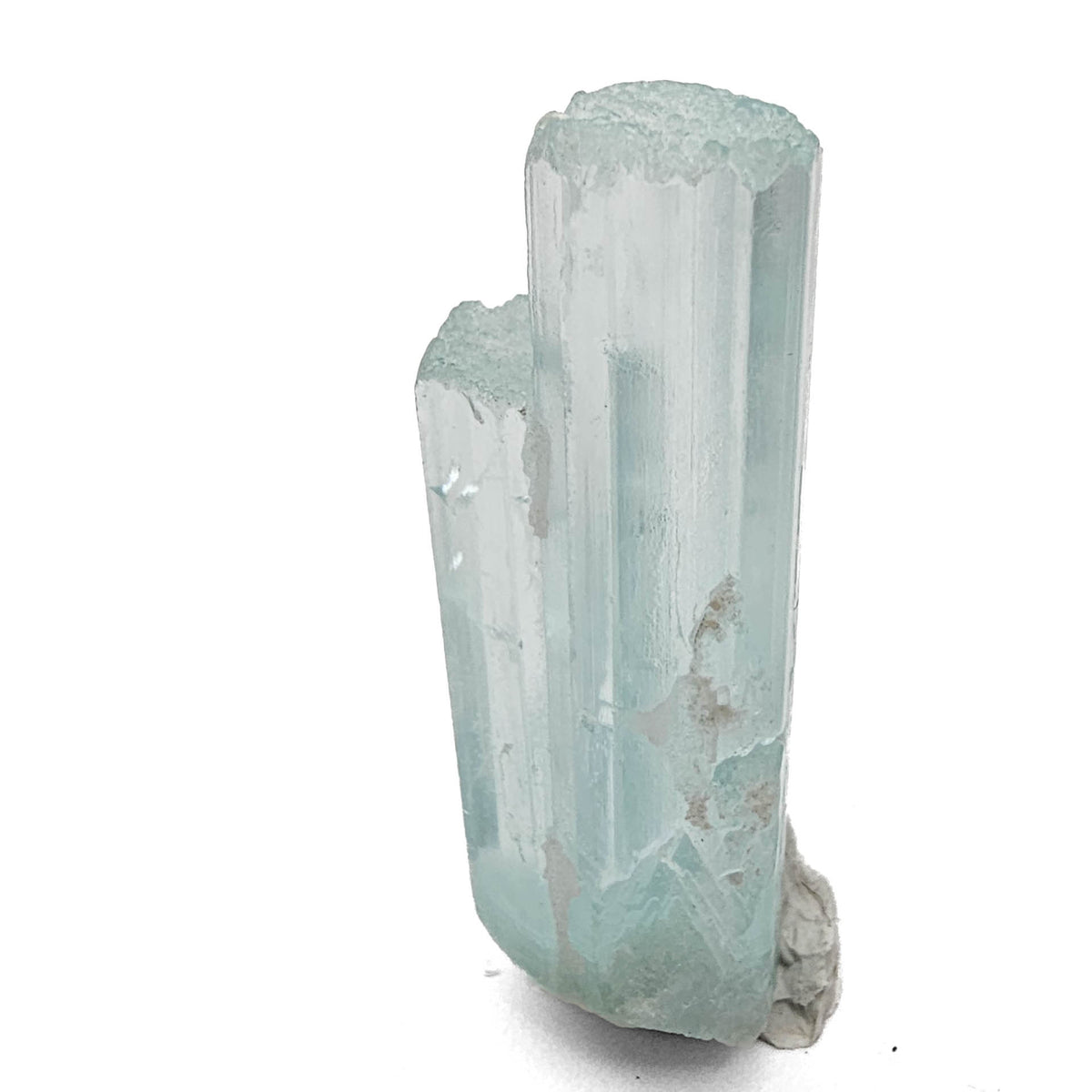 Aquamarine specimen, a variety of beryl, from Shigar Valley, Skardu District, Gilgit-Baltistan, Pakistan.
