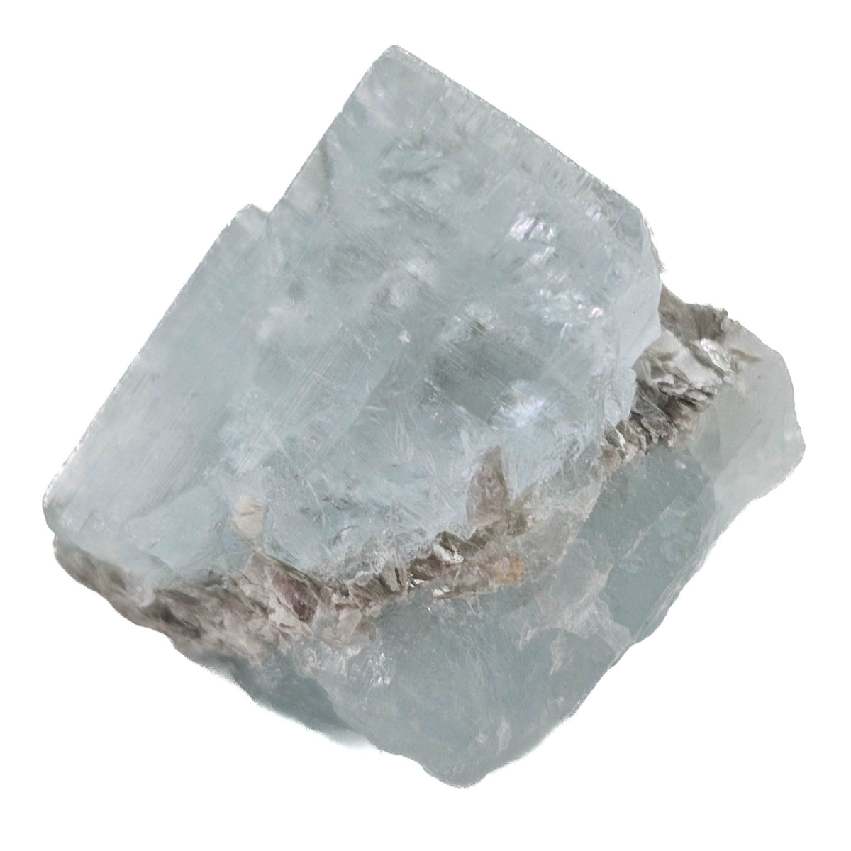 Aquamarine specimen, a variety of beryl, from Shigar Valley, Skardu District, Gilgit-Baltistan, Pakistan.
