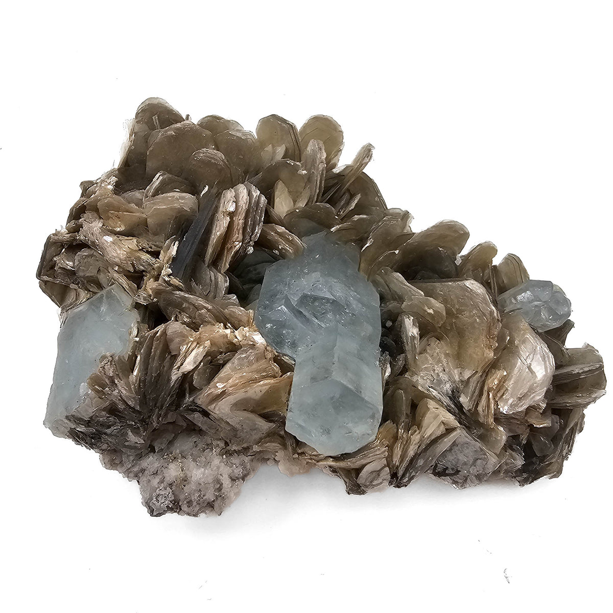 Aquamarine on Muscovite specimen from Shigar Valley, Skardu District, Gilgit-Baltistan, Pakistan.