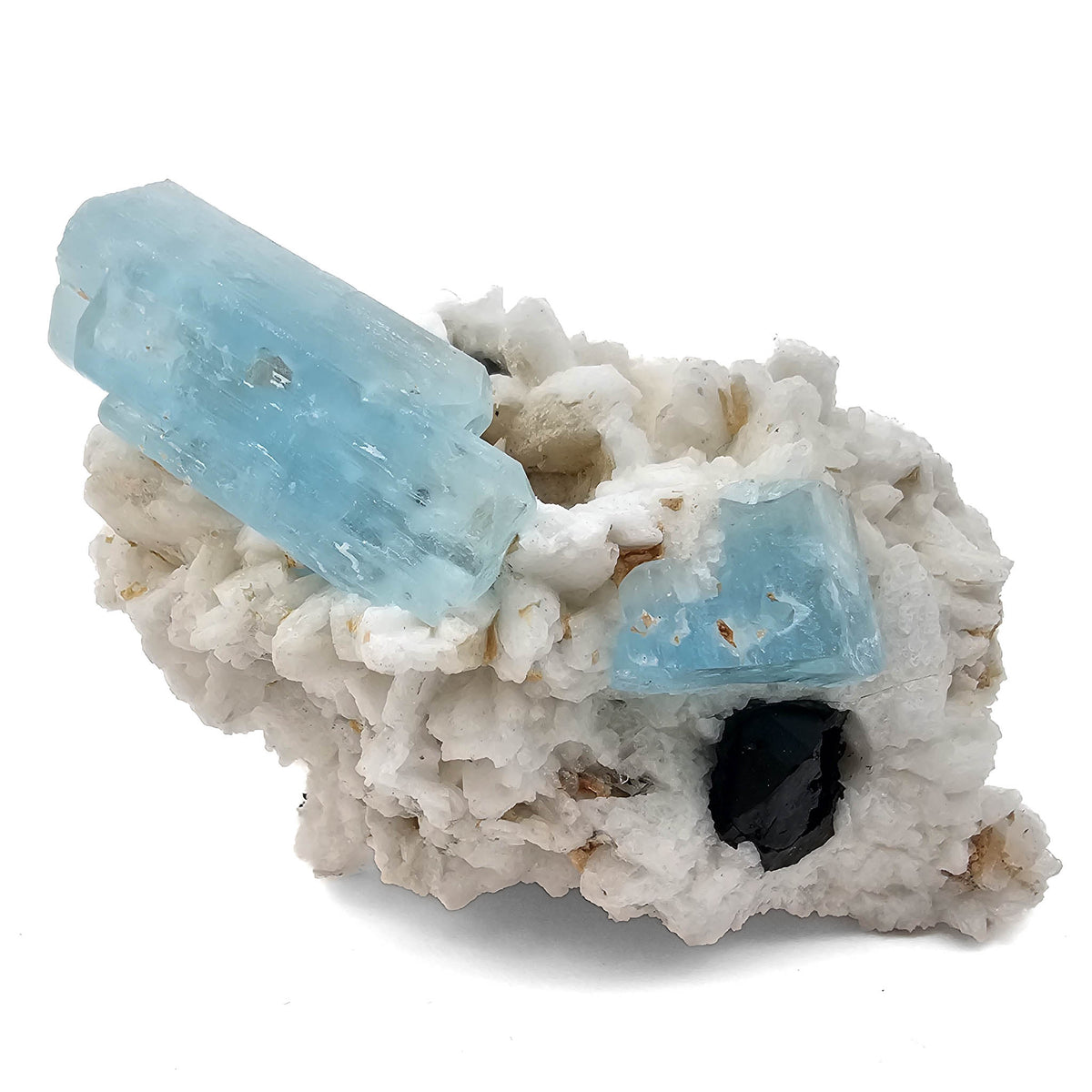 Aquamarine (Beryl) with Feldspar, Schorl (Tourmaline), and Muscovite- Specimen