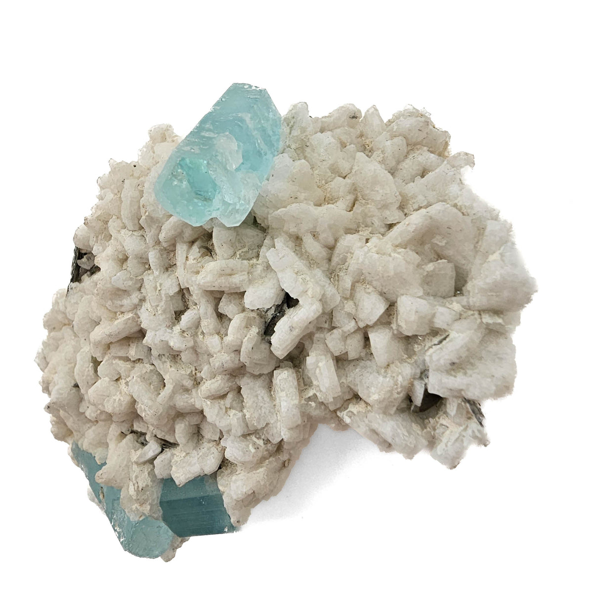Aquamarine (Beryl) with Feldspar and Muscovite specimen from Shigar Valley, Skardu District, Gilgit-Baltistan, Pakistan.