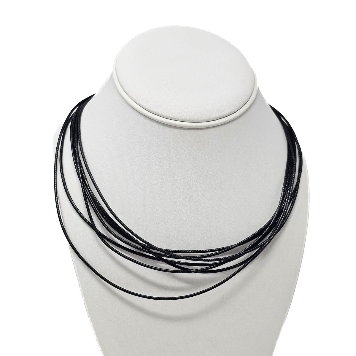 Black cord necklace – cords on a display bust