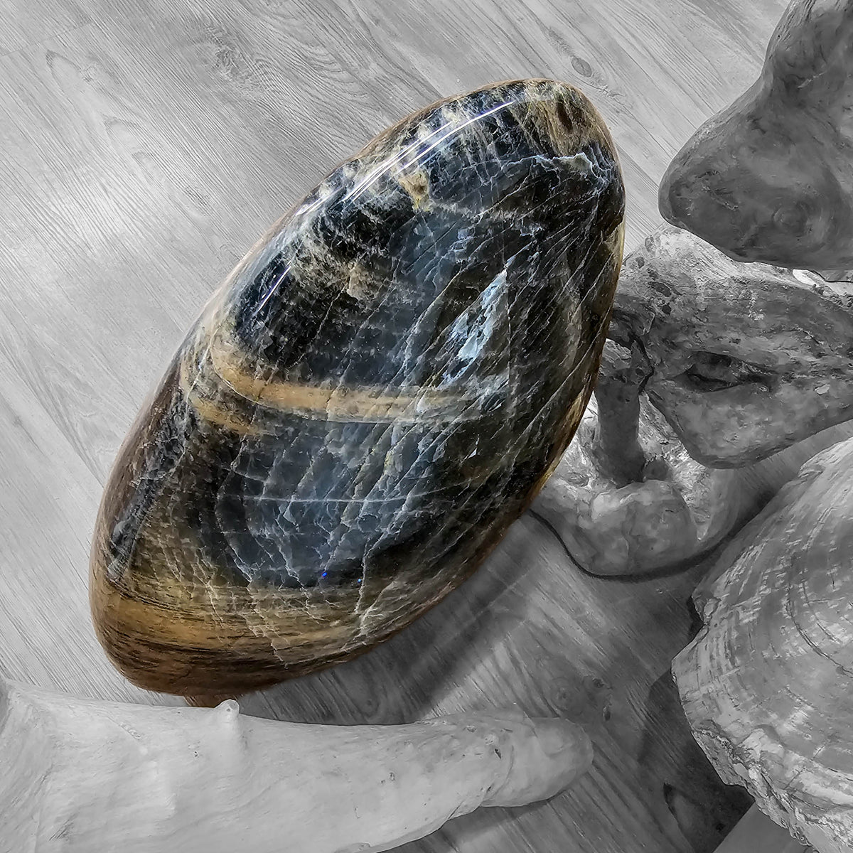 Black Moonstone - Polished Cut Base - Statement Piece