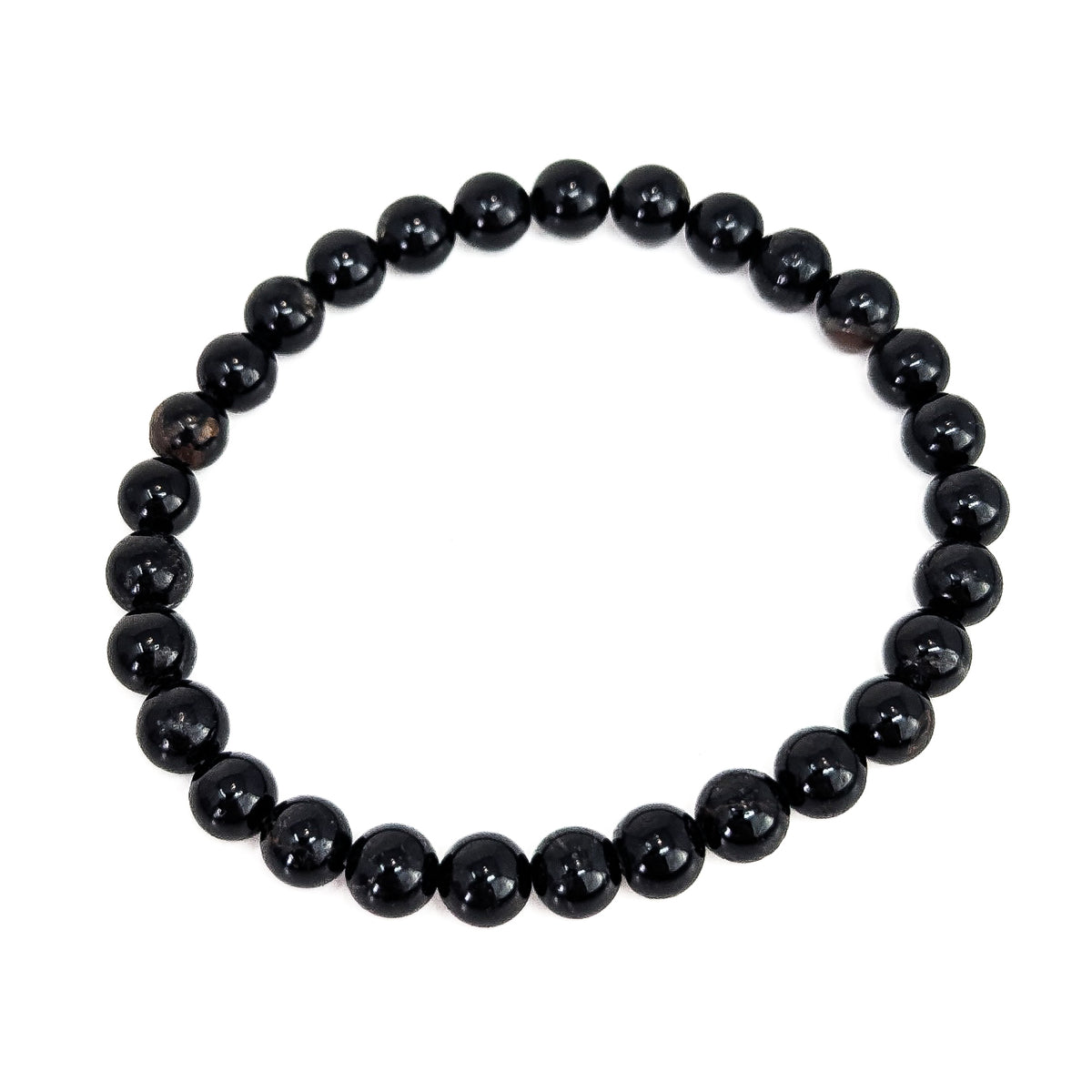 Black tourmaline bead bracelet: single bracelet