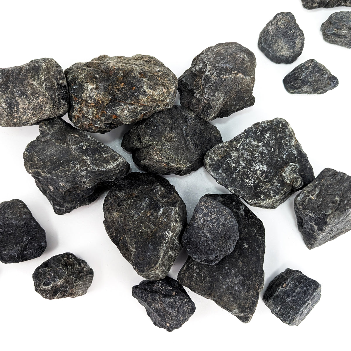 Black tourmaline (schorl) rough from Madagascar, lapidary-grade schorl for cabbing and cutting
