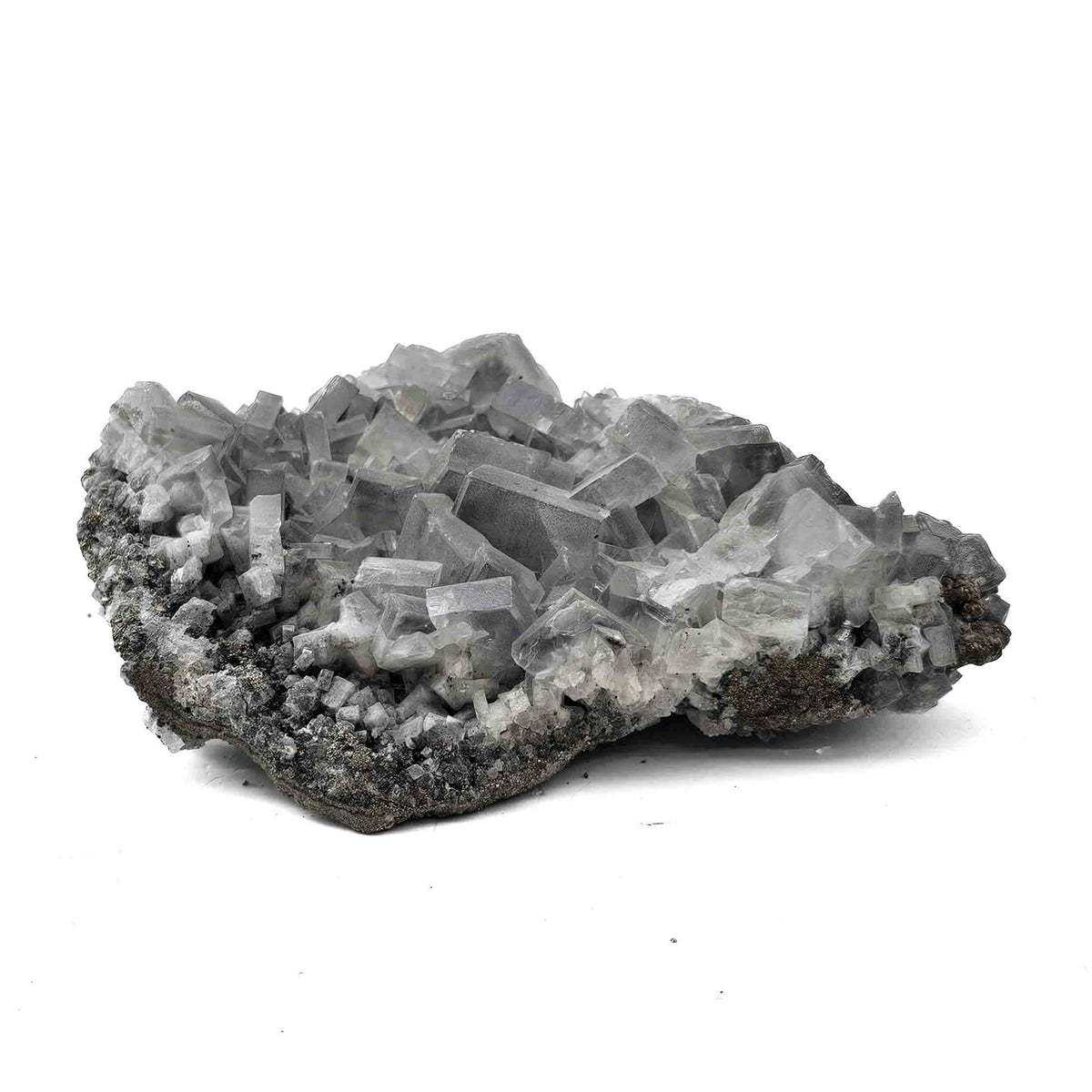 Blue Barite on Pyrite specimen from Cavnic Mine, Maramureș County, Romania.