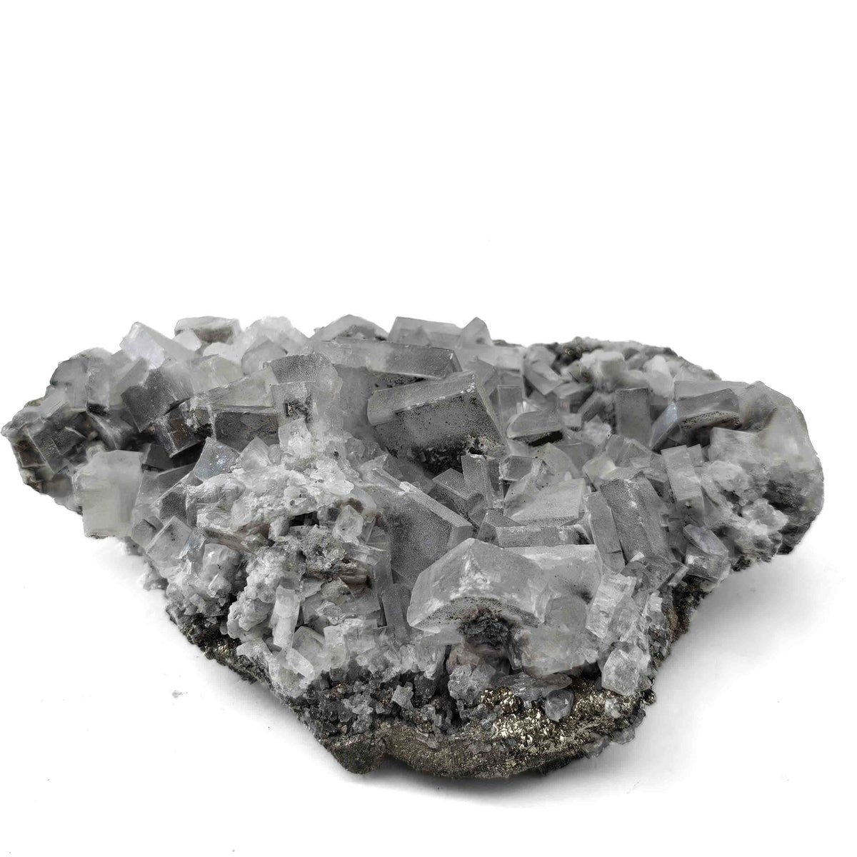 Blue Barite on Pyrite specimen from Cavnic Mine, Maramureș County, Romania.