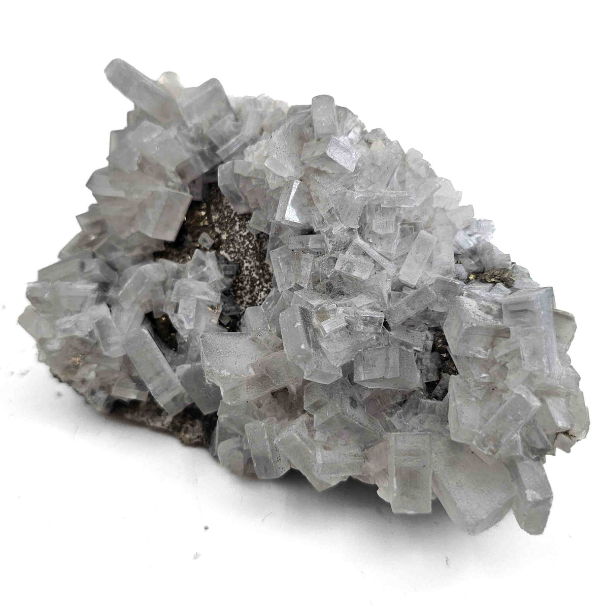 Blue Barite on Pyrite specimen from Cavnic Mine, Maramureș County, Romania.