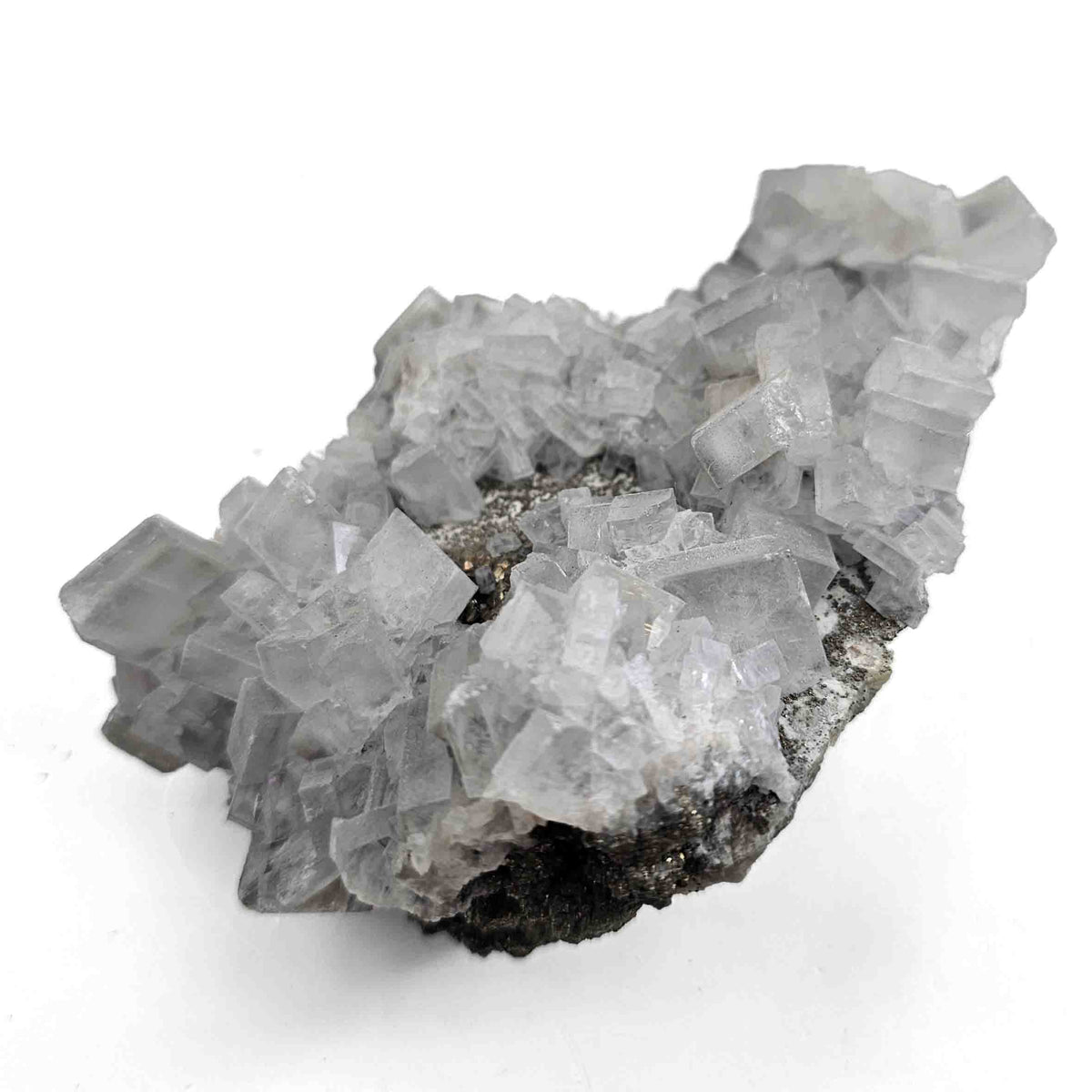 Blue Barite on Pyrite specimen from Cavnic Mine, Maramureș County, Romania.