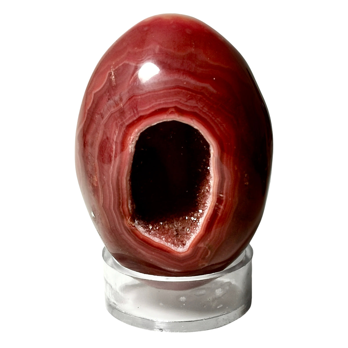 Carnelian Druzy egg, a variety of chalcedony.