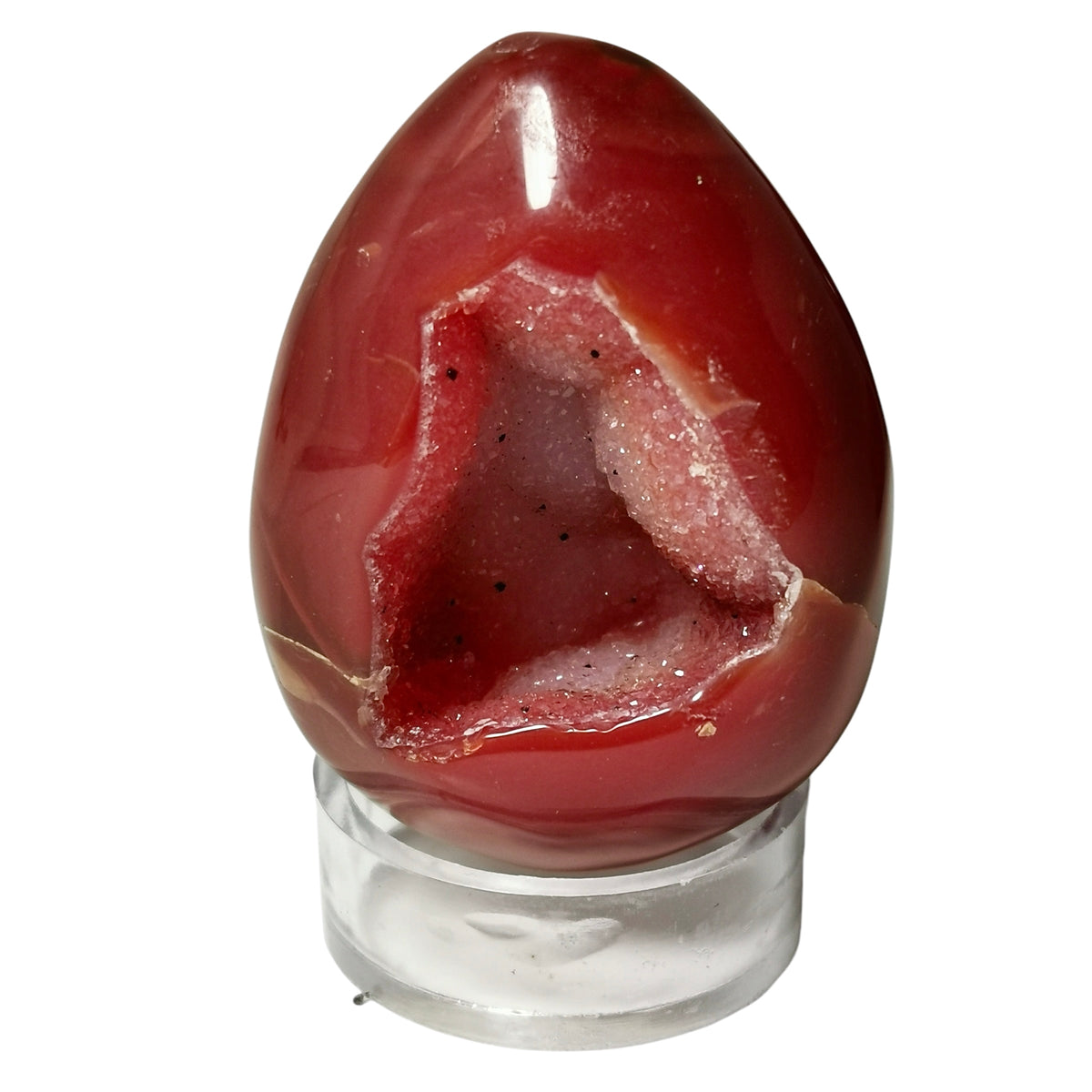 Carnelian Druzy egg, a variety of chalcedony.