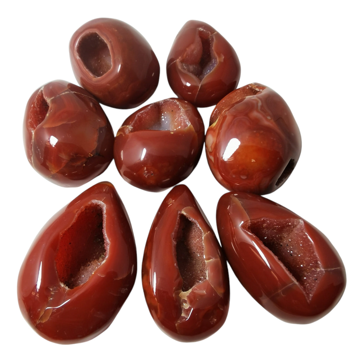 Carnelian Druzy egg, a variety of chalcedony.