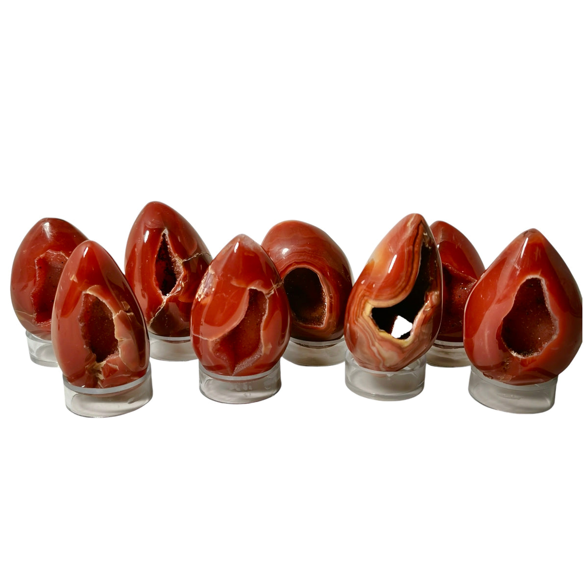 Carnelian Druzy egg, a variety of chalcedony.