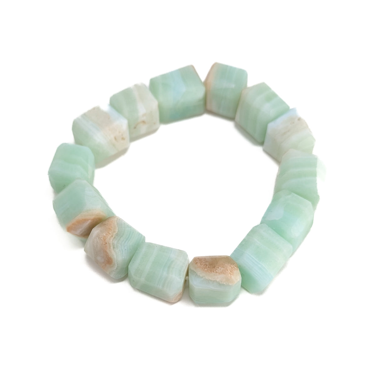 Caribbean calcite bead bracelet – bracelet laid flat