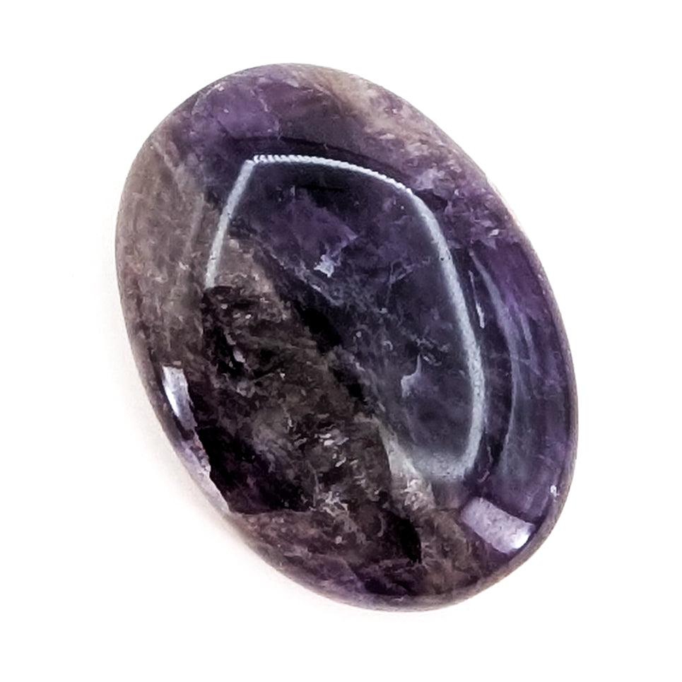 Chevron Amethyst worry stone, a variety of quartz, from Madagascar.