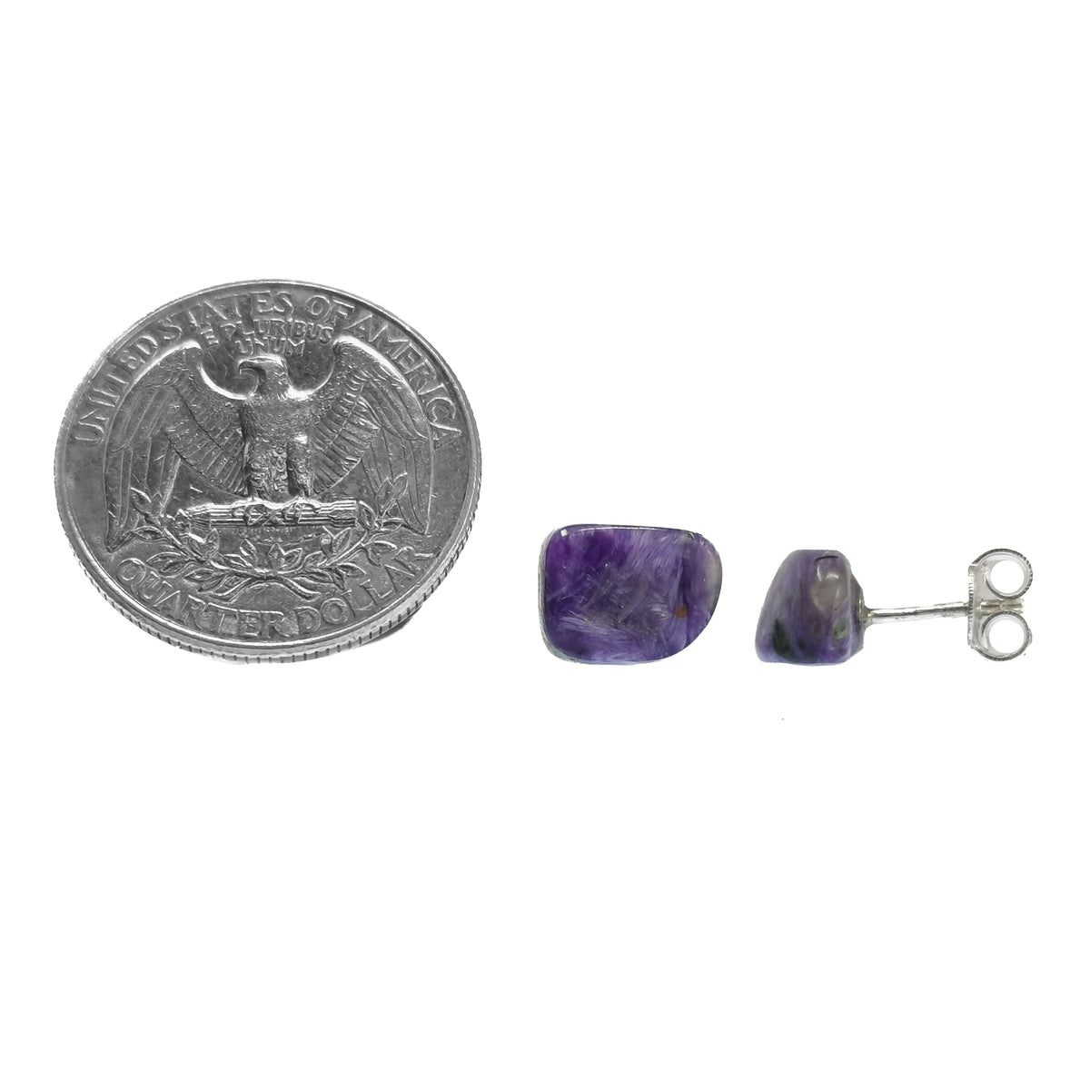 Chip stud earrings, assorted stones in sterling silver, photo 12 of 12