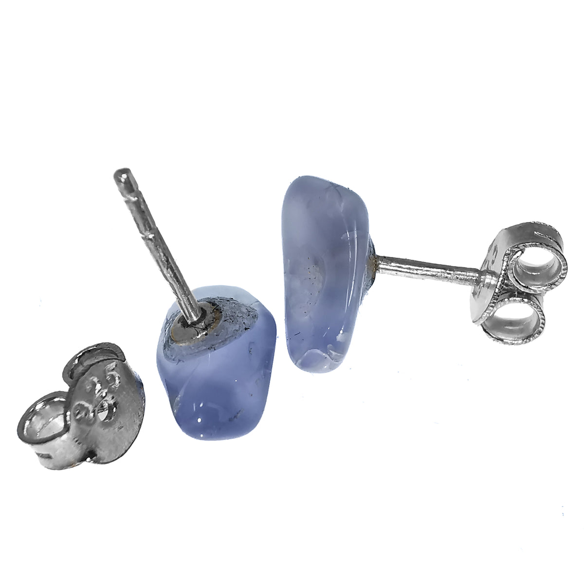 Chip stud earrings, assorted stones in sterling silver, photo 3 of 12