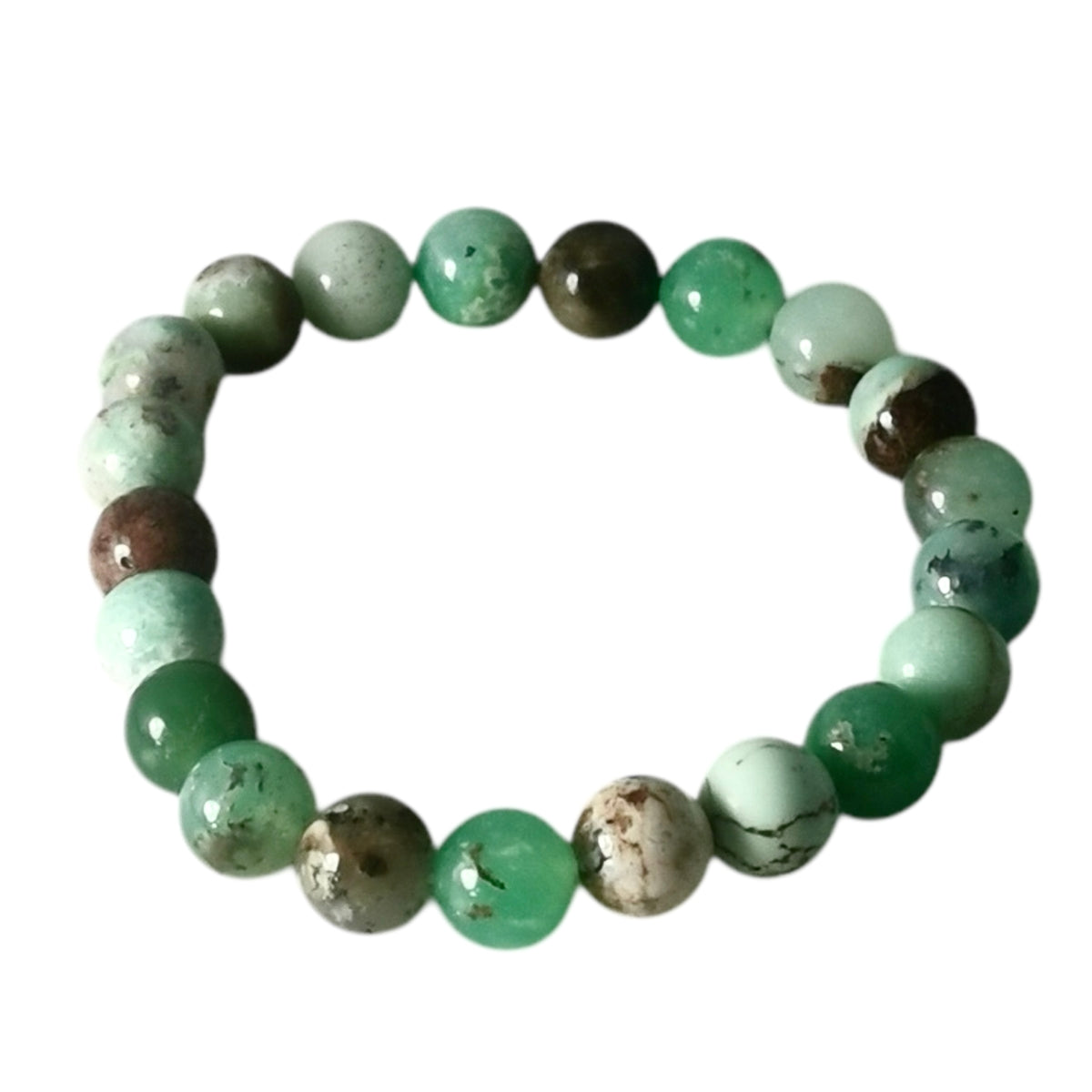 Chrysoprase bead bracelet.