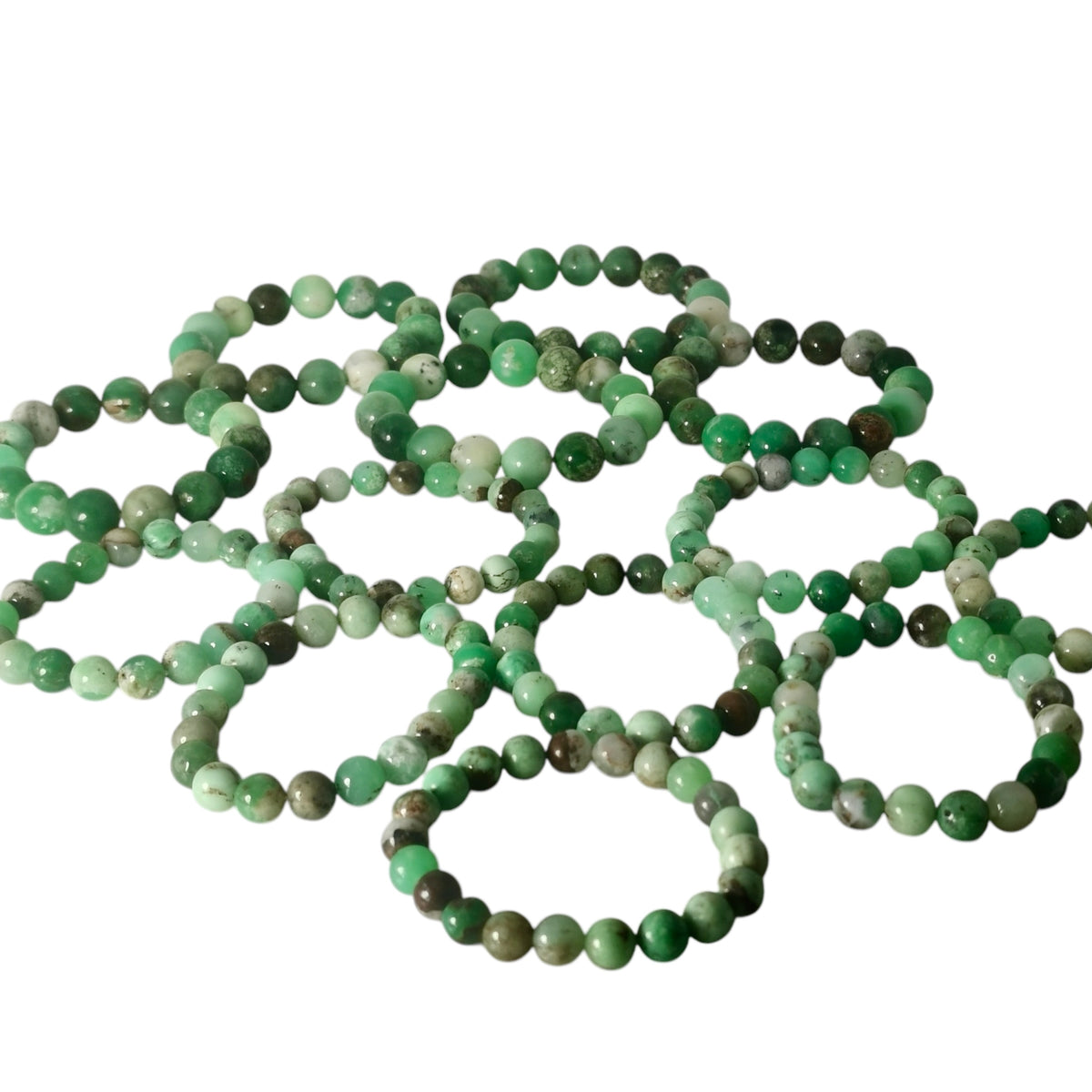 Chrysoprase bead bracelet.