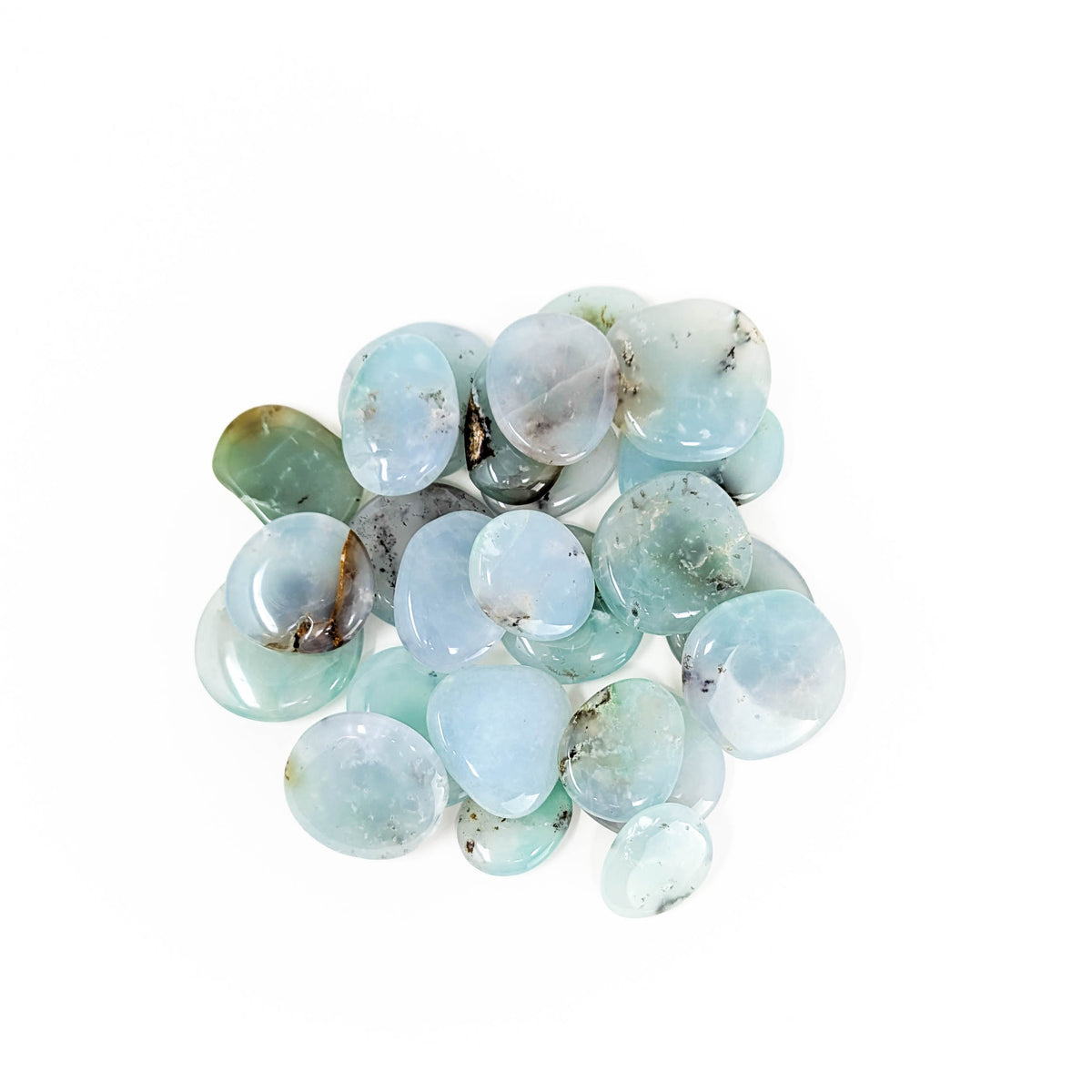 Chrysoprase mini palmstone, a variety of chalcedony.