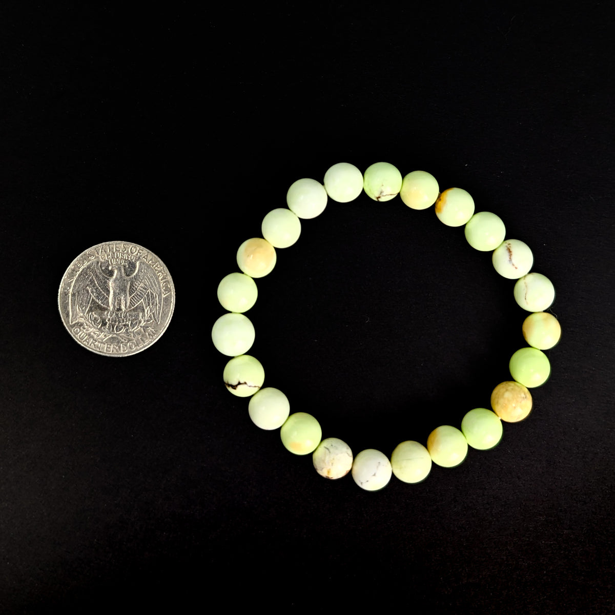 Citron Chrysoprase bead bracelet.