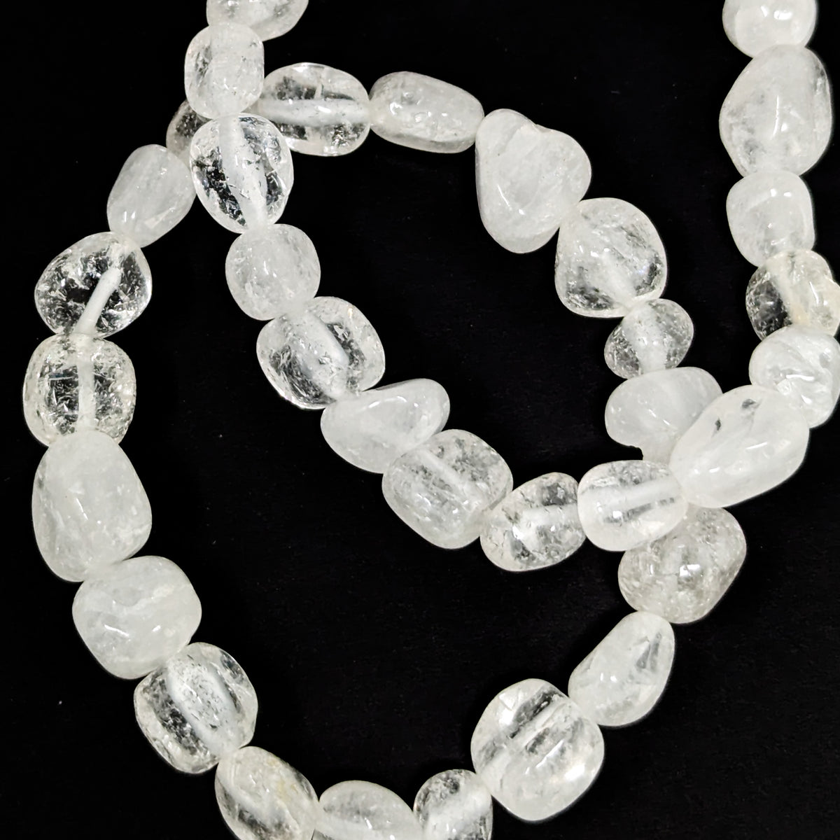Clear quartz tumble bead bracelet – stack of bracelets