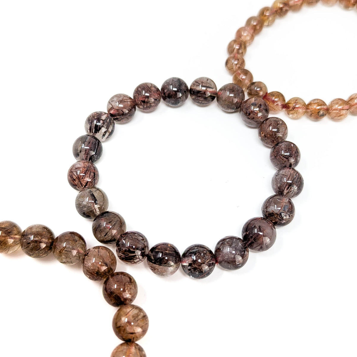 Copper rutile in quartz bead bracelet from Brazil – single bracelet on a bracelet strand