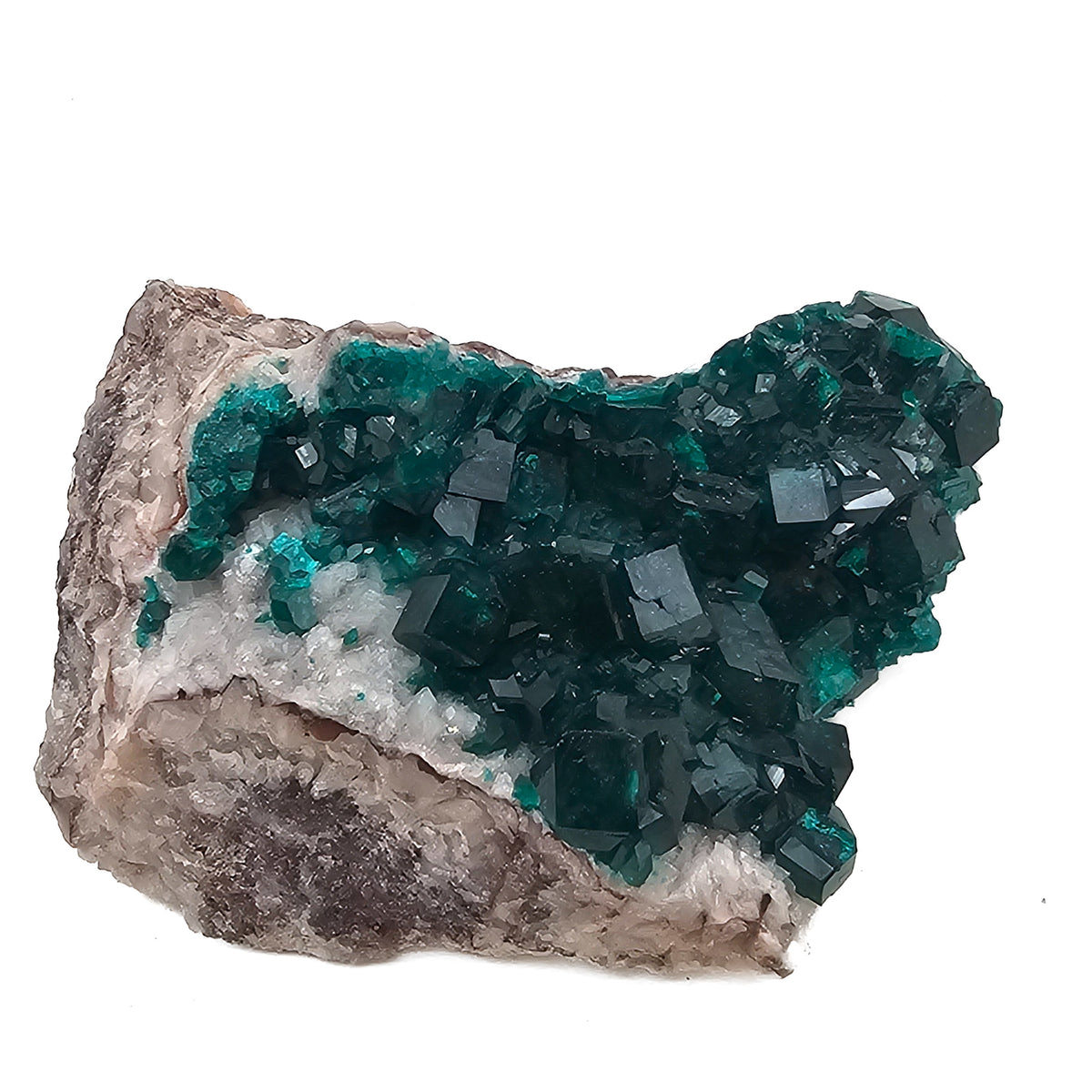 Dioptase specimen from Mindouli District, Pool Department, Republic of the Congo.