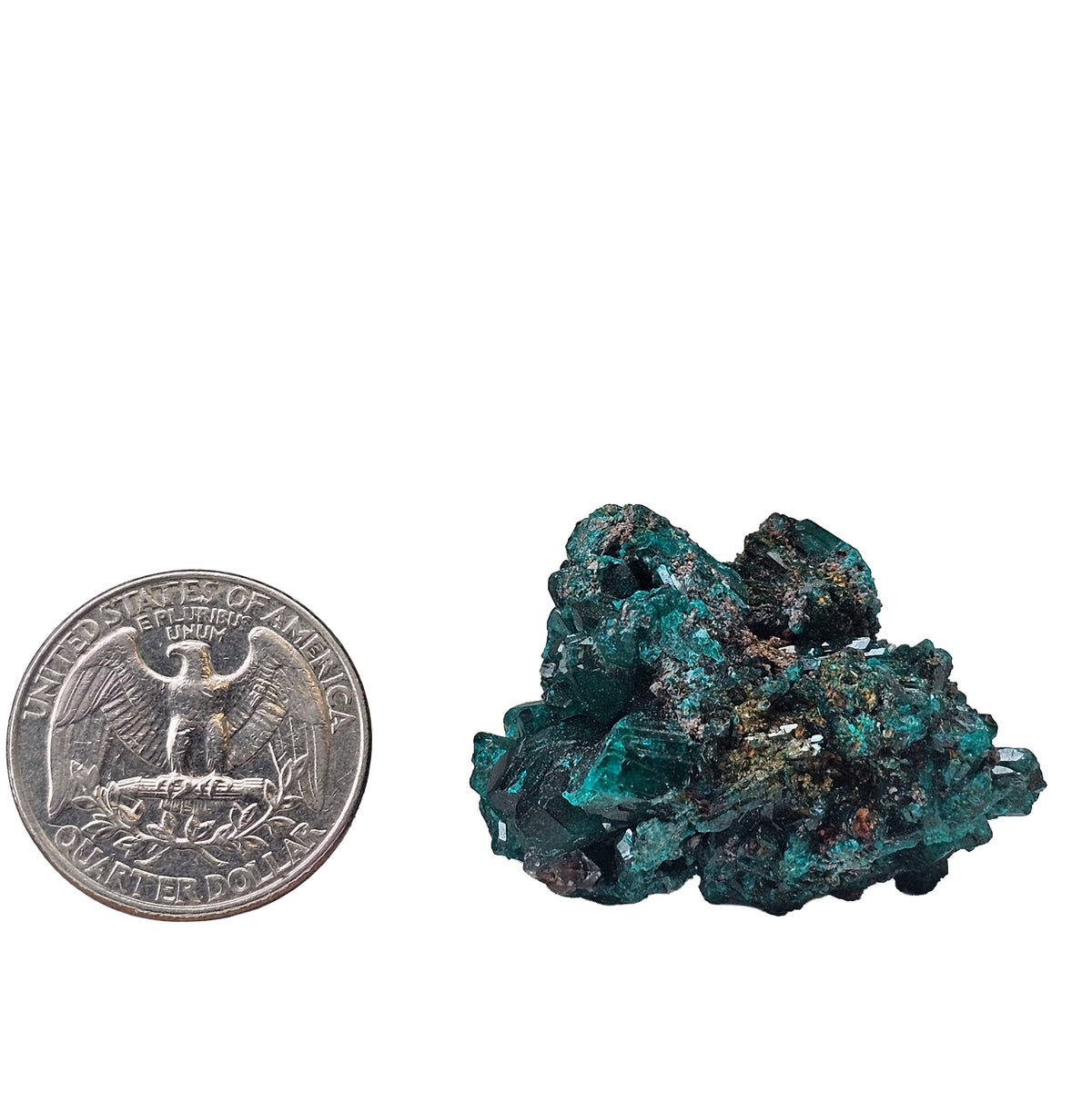 Dioptase specimen from Mindouli District, Pool Department, Republic of the Congo.