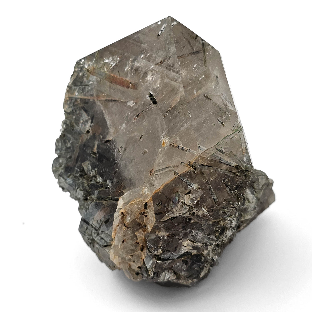 Epidote in Quartz specimen from Minas Gerais, Brazil.