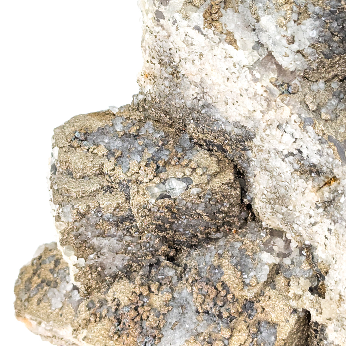 Fluorite with Pyrite specimen, most likely from Sidi Ayad, Boulemane, Morocco.