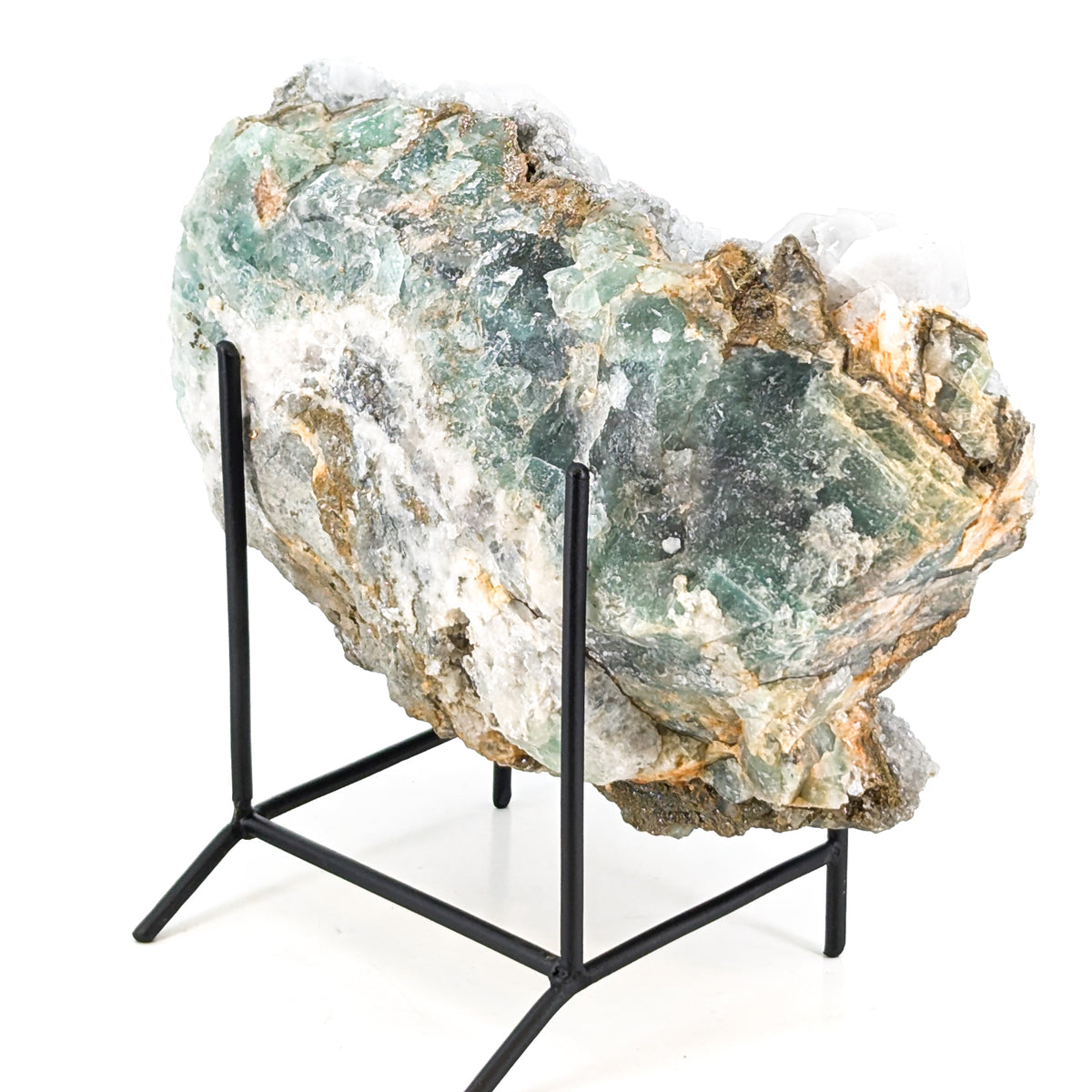 Fluorite with Pyrite and Aragonite specimen, most likely from Sidi Ayad, Boulemane, Morocco.