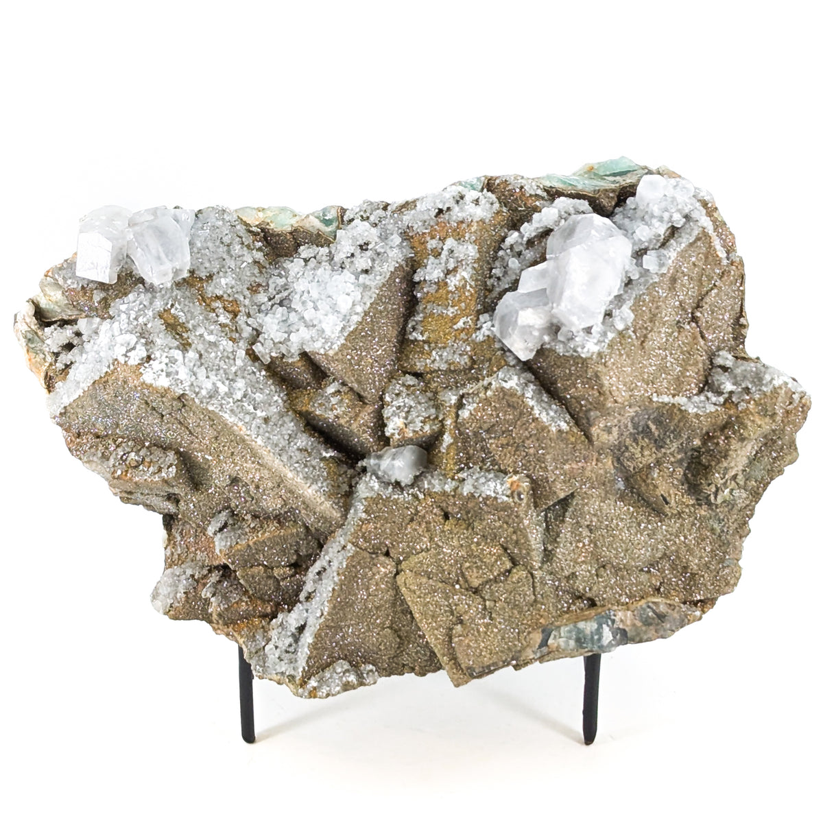 Fluorite with Pyrite and Aragonite specimen, most likely from Sidi Ayad, Boulemane, Morocco.