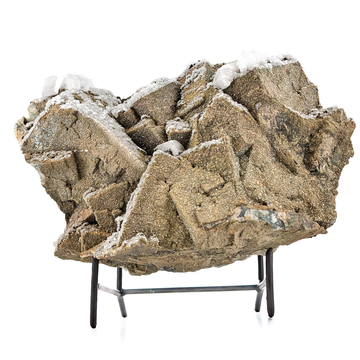 Fluorite with Pyrite and Aragonite specimen, most likely from Sidi Ayad, Boulemane, Morocco.