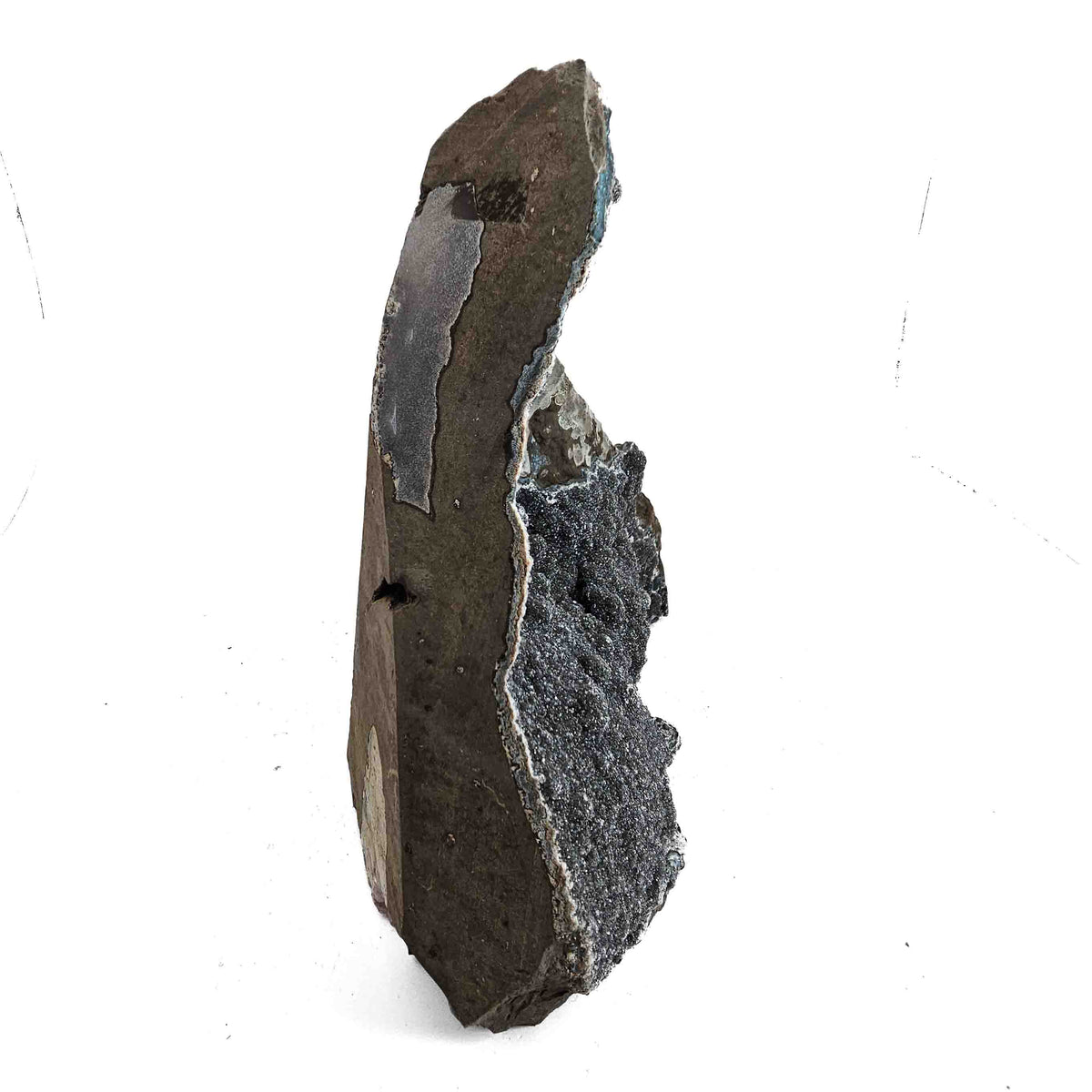 Black Amethyst specimen, a variety of quartz, from Rio Grande do Sul, Brazil.
