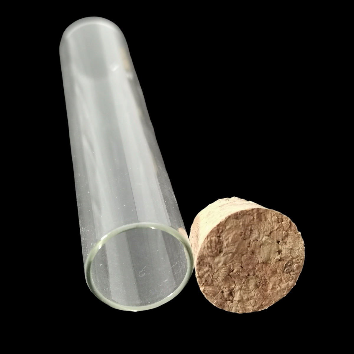 Glass Vial With Cork display, made of glass and cork.